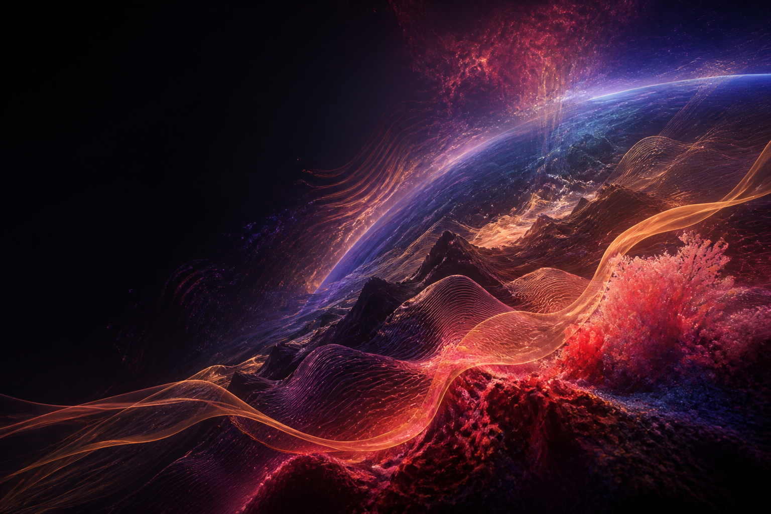 An atmospheric illustrated world representing a Colorverse universe in development